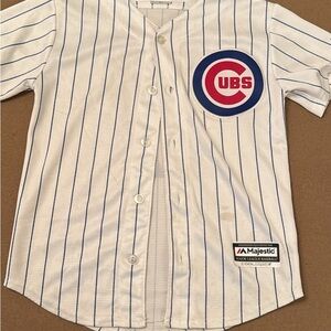 Majestic Cubs Kids White and Blue Pinstripe Jersey